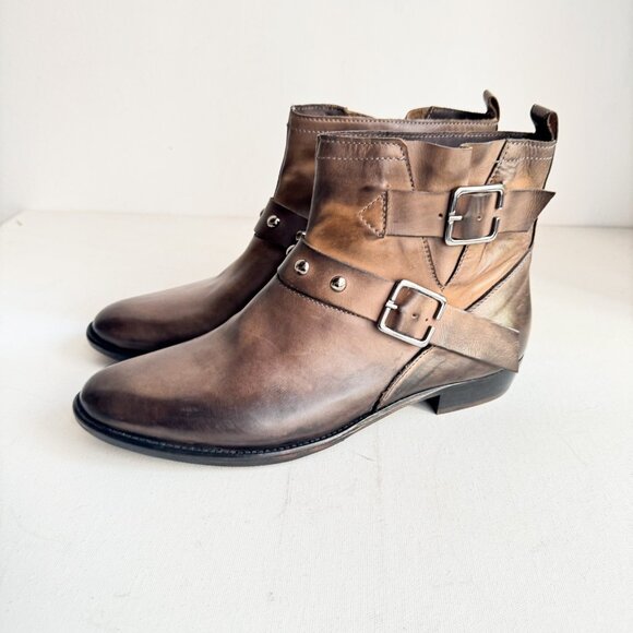 Fast Leather Antique finish All Leather Buckle Detail Booties 41 - Picture 5 of 9